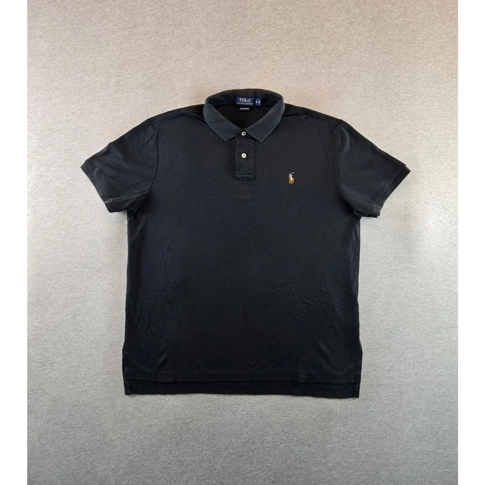 Polo Ralph Lauren Polo Shirt Mens XL Black Pima Soft Touch Short Sleeve Pony